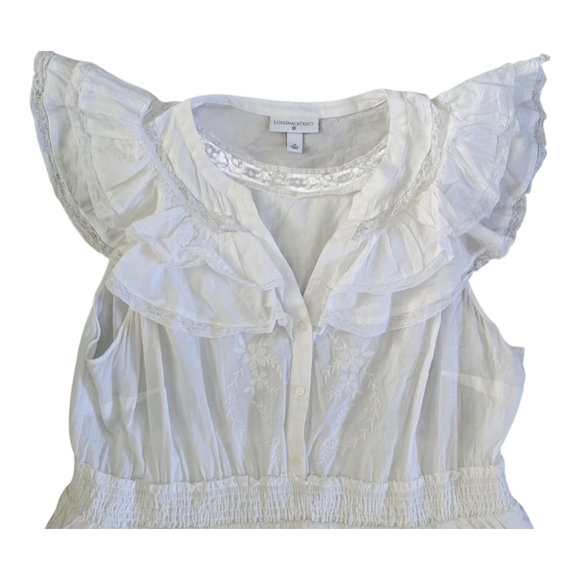 LoveShackFancy Target Penelope White Ruffle Embroidered Cotton Mini Dress 2X - Picture 4 of 15